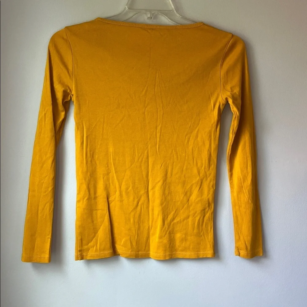 J. Crew Women's Mustard Yellow Long Sleeve Scoop Neck Tee
